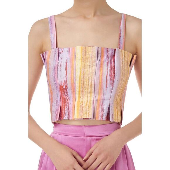 Amur Multicolor Teddy Top Tie Shoulder Crop Tank Size Medium - Picture 1 of 10